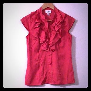 LOFT Pink Ruffle Blouse